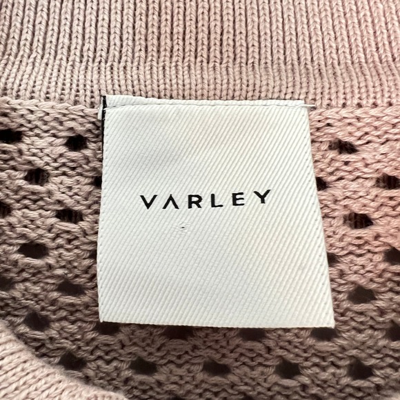 NWOT New VARLEY Lily Knit Polo Tan Perforated Quarter Zip Collared Sweater XS - Picture 4 of 13